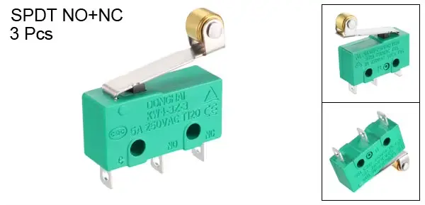 3Pcs KW4-3Z-3 Micro Fin de Course SPDT NO NC 3 politiquement als Momentané Charnière Rouleau Levier 