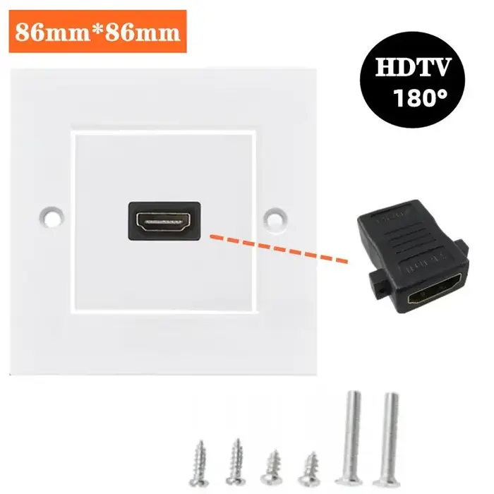 Panneau de prise HDMI haute définition pour télévision numérique et systèmes multimédias modernes avec support 4K 60Hz et pivot à 180/90 degrés