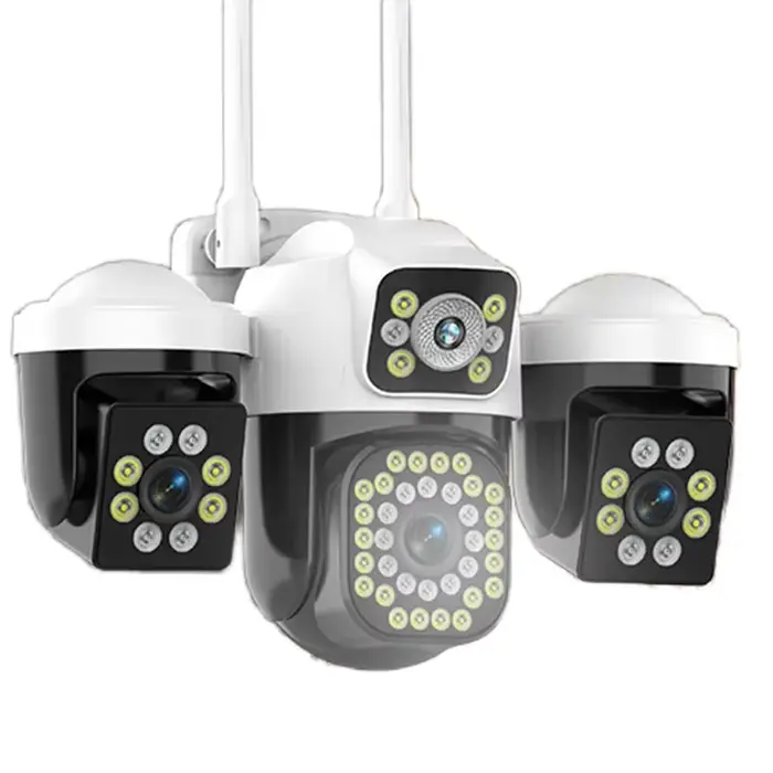 Caméra IP WiFi extérieure 15MP 8K, triple objectif, triple écran, caméra de sécurité, Vision nocturn