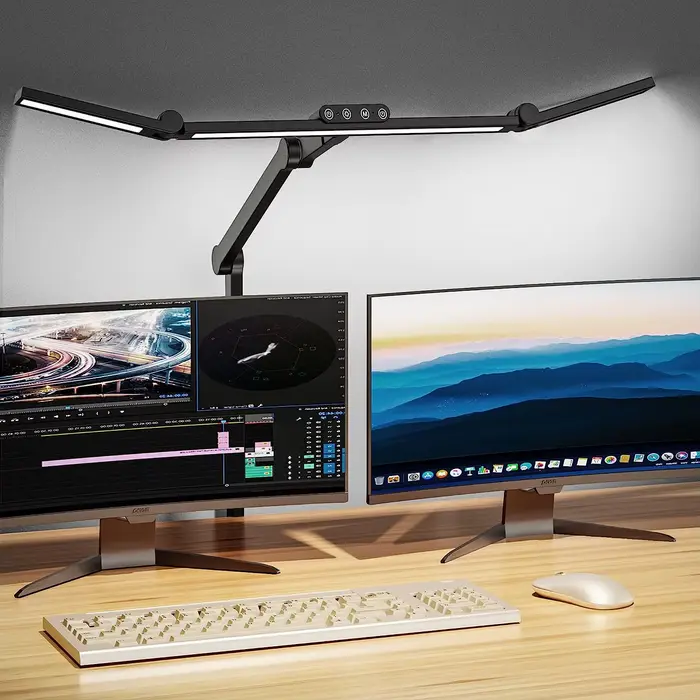 Lampe de bureau LED à intensité variable, flux lumineux 249-2000, 5 couleurs et niveaux de luminosité pour un environnement de travail confortable et créatif