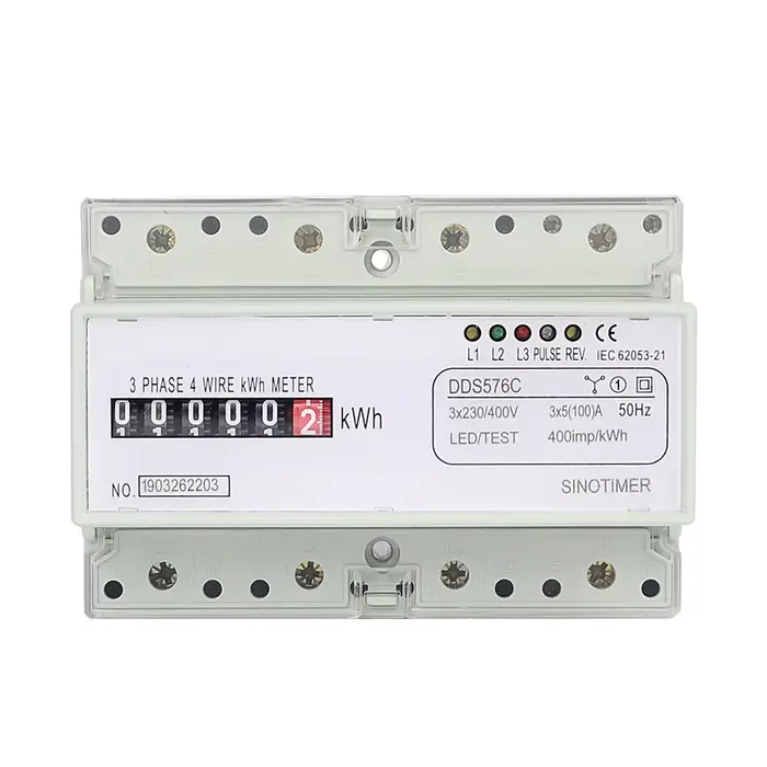 Compteur Électrique Analogique Triphasé à 4 Fils, Compteur KWh, Consommation d'Massage, Rail DIN, AC
