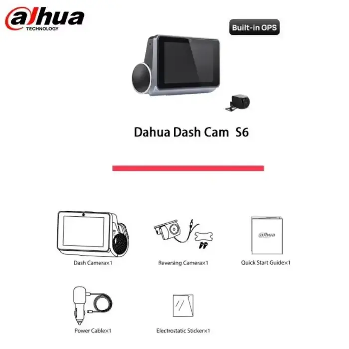 Caméra embarquée Dahua S6, double objectif avant et arrière, écran tactile, contrôle WiFi par applic