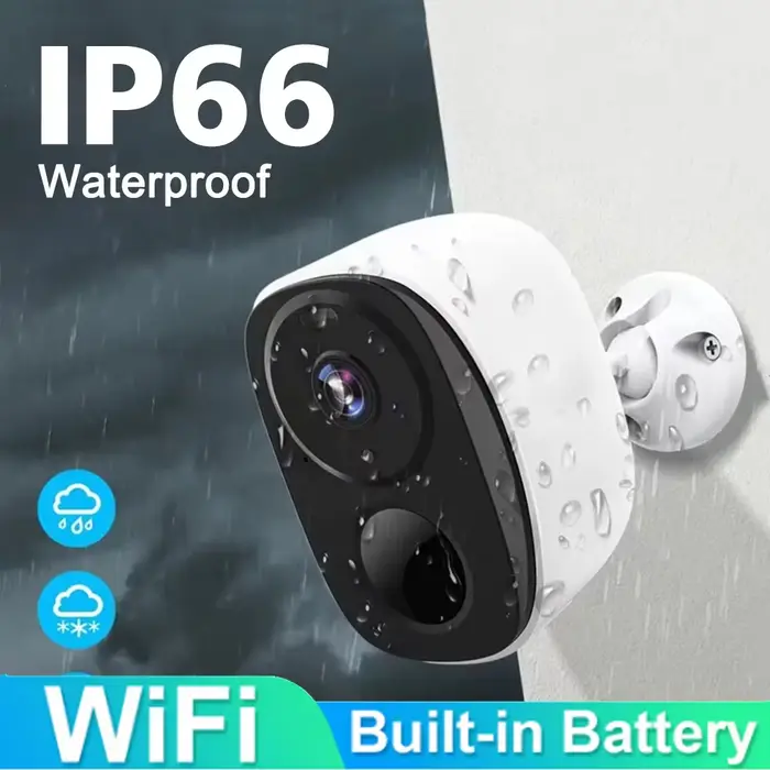 Caméra de sécurité WiFi sans fil extérieure 2K 5MP