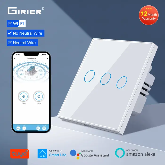 Wifi interrupteur tactile mural ue aucun fil neutre requis