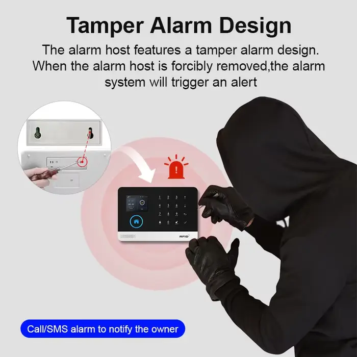 Système d'alarme GSM intelligent pour la maison, système Wi-Fi 4G pour la sécurité domestique, sans fil avec capteur de porte, compatible avec l'application Smart Life pour Alexa occasions spéciales