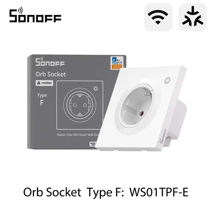 SONOFF WS01TPF-E Prise Murale Intelligente Wi-Fi EU Type F avec Suivi de Consommation Énergétique et