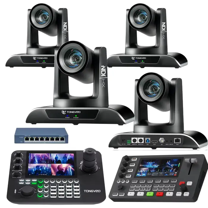 Kit de caméra de streaming en direct PTZ NDI avec zoom optique 30X et suivi automatique + Commutateu