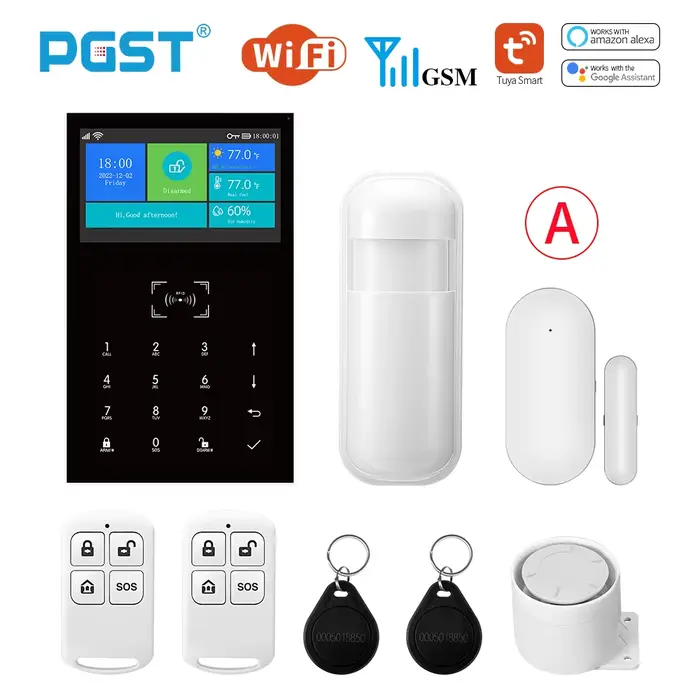 PGST-Système d'alarme intelligent Tuya, anti-cambriolage, sécurité à domicile, fonction température 