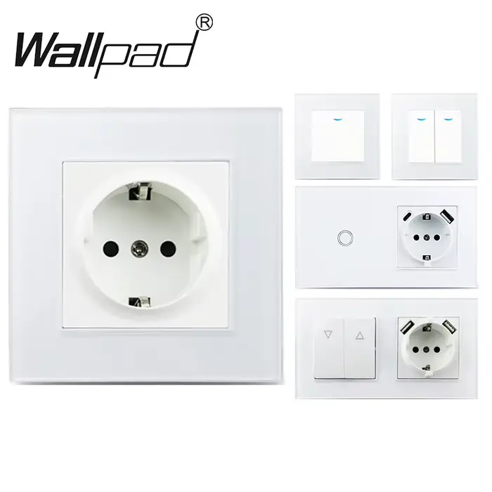 Wallpad – prises blanches ue et interrupteurs tactiles