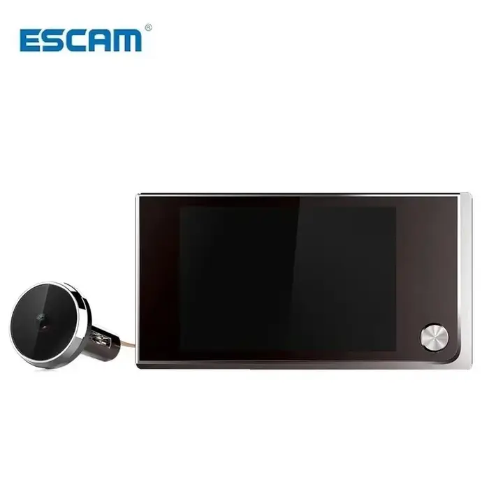 Sonnette de porte vidéo avec judas, caméra anti-voleur, écran de document LCD intérieur, visuel, ang