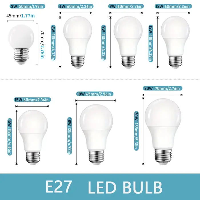 Ampoules LED E27 pour éclairage intérieur économique et esthétique, variété de puissances, adaptable, pour décoration de chambre et salon