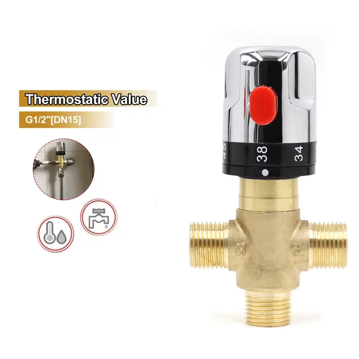 Veuille thermostatique en laiton pour contrôle de température, vanne mixeur bain douche, adaptateur de salle de bains pour cuisine, centre commercial, maison occasions spéciales