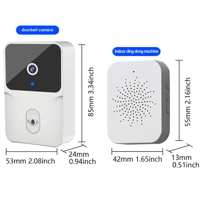 Sonnette HD extérieure sans fil WiFi avec caméra de sécurité, vision nocturne, interphone vidéo et f