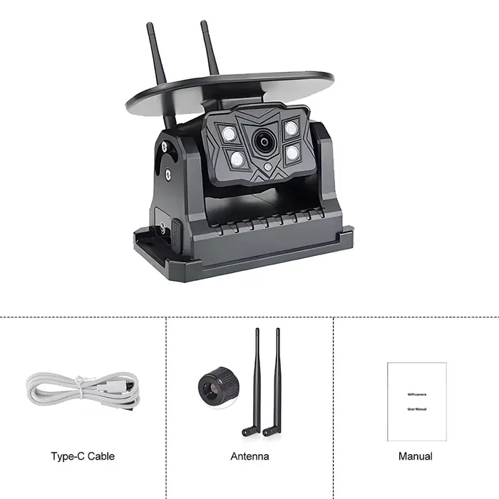 Caméra WiFi sans fil 1080P, énergie solaire, caméra de recul magnétique pour iPhone Android BSD Ai, 