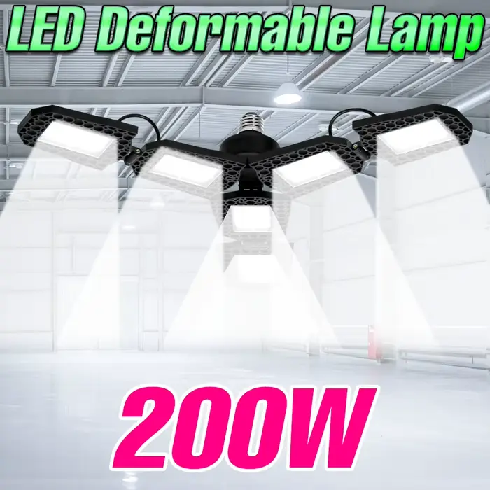 200W LED Garage lumière AC100-277V pliable déformable plafonnier ampoule E27/E26 projecteurs entrepô