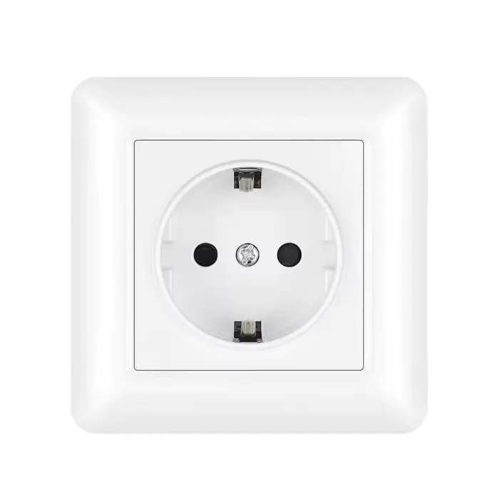 SRAN Prise murale encastrée standard UE, panneau PC blanc ignifuge, plaque en fer, 16A, certifiée CE