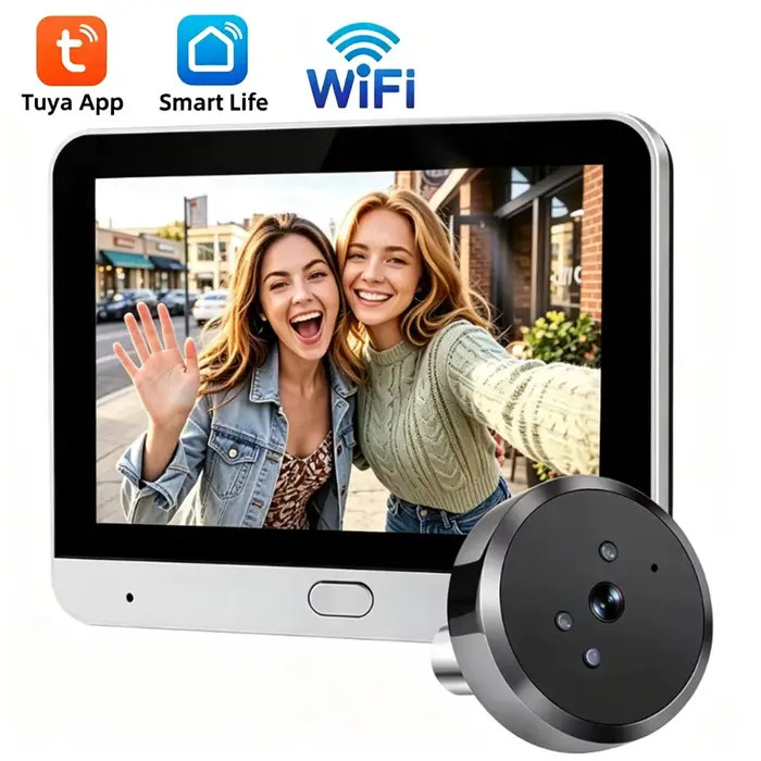 Awapow Caméra de visiophone radar 4,3 pouces Tuya Smart Wifi sans fil, interphone vidéo, visionneuse