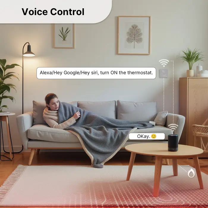Thermostat intelligent MOES avec contrôle vocal Alexa Google Apple SmartThings pour économies d'énergie et confort家居智能恒温器 MOES，带Alexa、Google、Apple和SmartThings语音控制，节能舒适