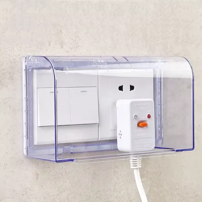 Boîte étanche auto-adhésive double 86mm, interrupteur transparent universel, couvercle anti-poussièr