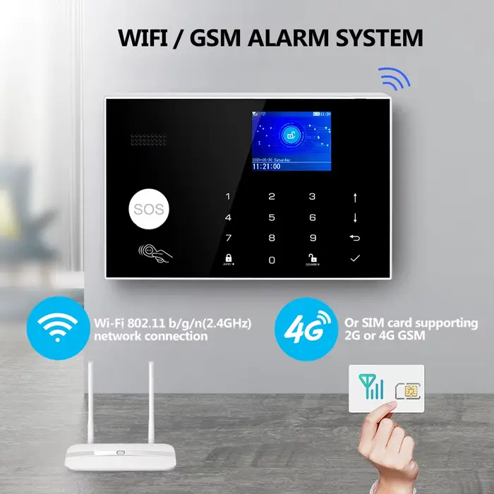 Kit d'Alarme KERUI G34 avec Température et Humidité, Support 11 Langues, Télécommandes et Cartes RFID, Compatible avec Alexa et Google Assistant Sécurité Domestique Occasions Spéciales