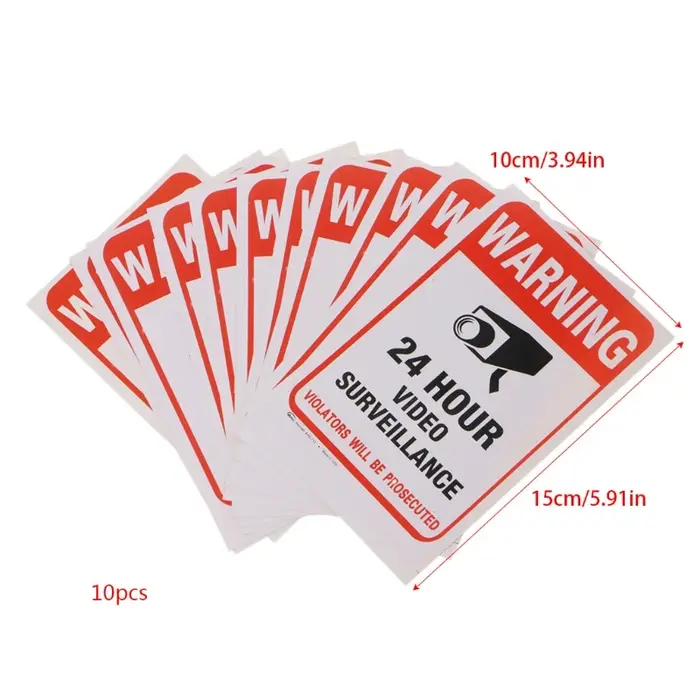 Autocollants de vidéosurveillance P82F, lot de 10 pièces, en PVC étanche, panneaux d'avertissement d
