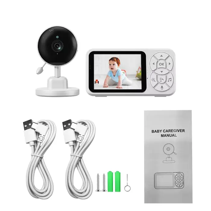 Moniteur bébé 3.5 pouces, caméra 0.3 mégapixels avec veilleuse RGB, détection de température, interp