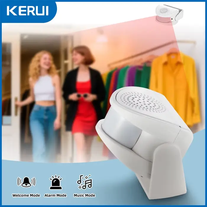 Sonnette de porte sans fil FUERS, alarme de bienvenue pour invités, détecteur de mouvement PIR, pour