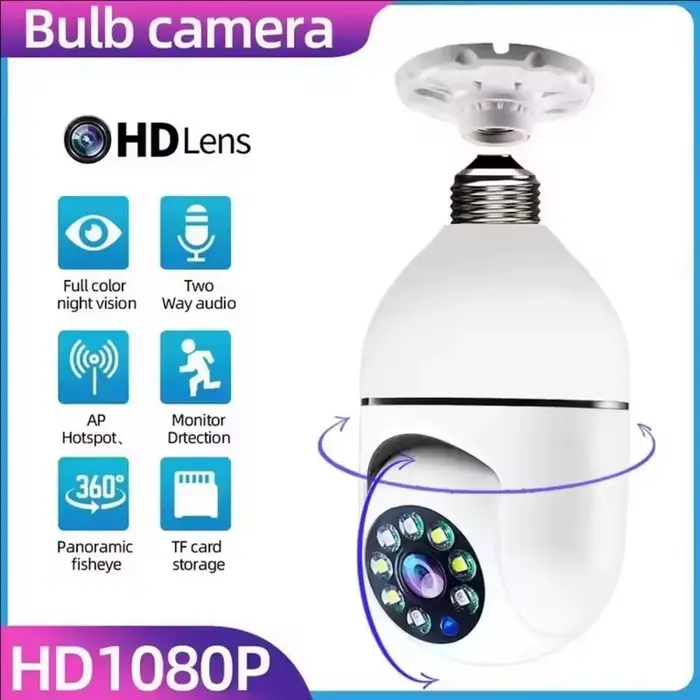 Caméra IP WiFi 4G E27, caméra ampoule 3MP