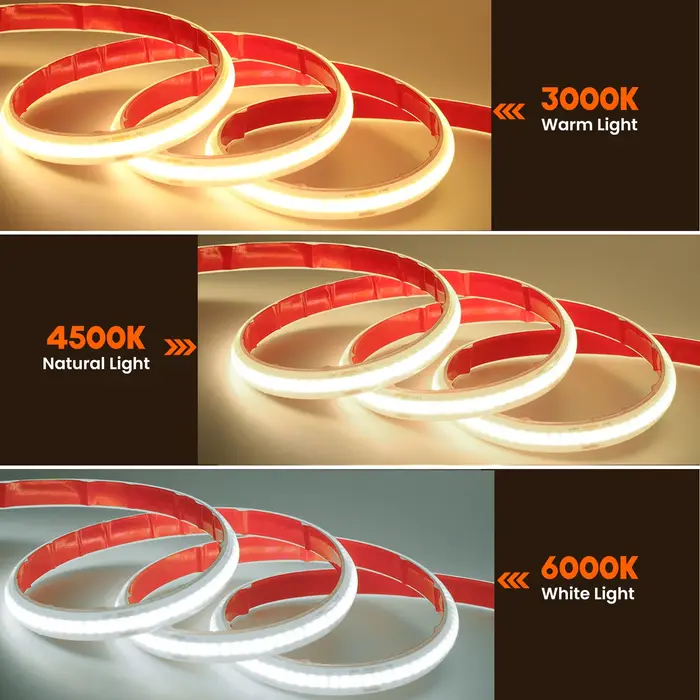 Bande lumineuse LED COB étanche IP68, 12V 24V, 320 diodes/m, haute luminosité, RA90, Flexible, pour 