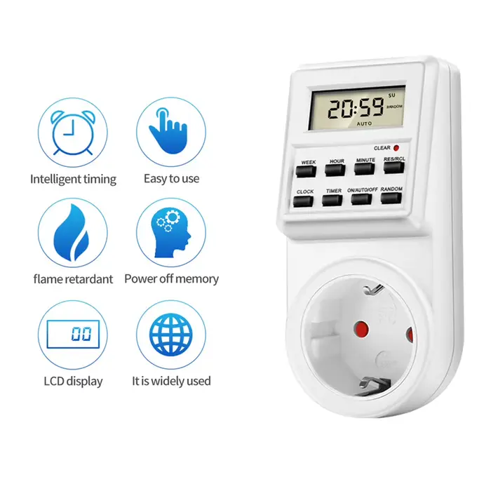 Prise de minuterie numérique TM03, minuterie de cuisine électronique, Cycle de 12/24 heures, minuterie Programmable, réglage de l'heure