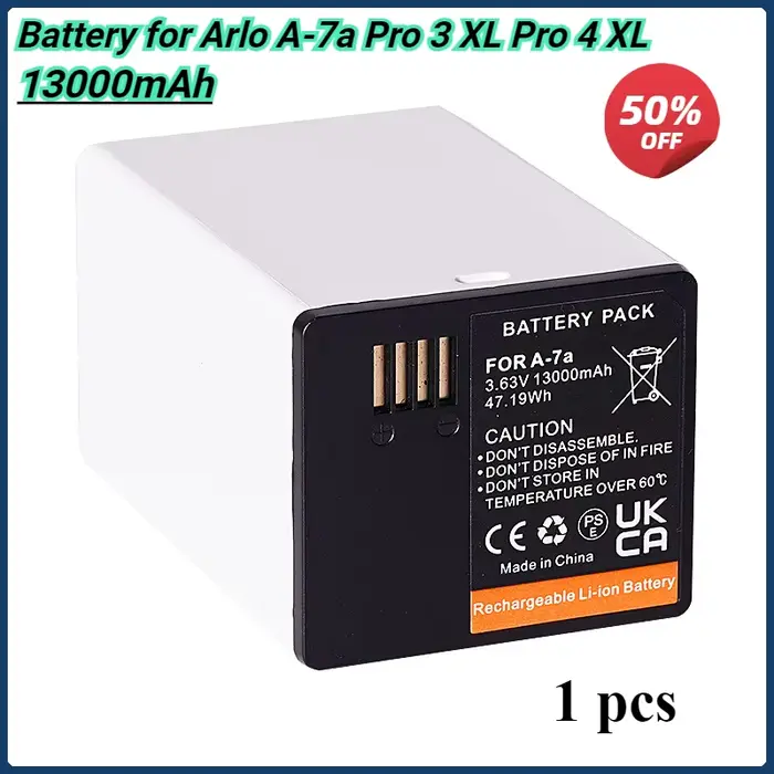 Batterie 3.63V 13000mAh pour Arlo A-7a Pro 3 XL Pro 4 XL, caméra de surveillance, projecteur, batter