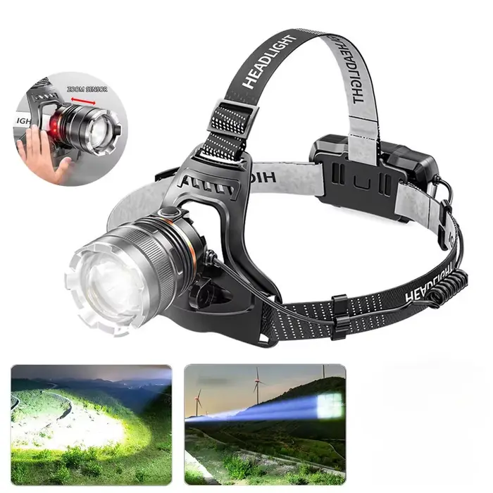 XHP50 LED Capteur Phare Étanche Tête Lumière Rechargeable Pêche À La Recherche Camping Tête lampe de