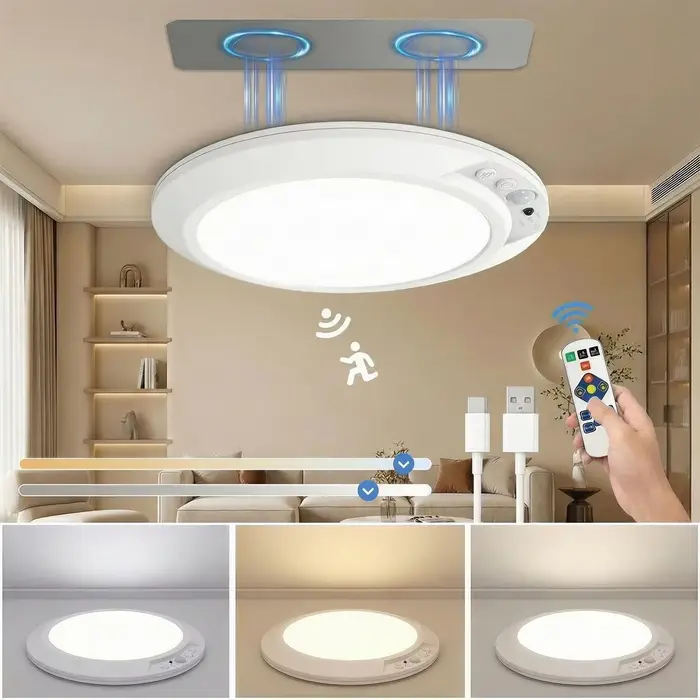 Lumière de plafond à détecteur de mouvement, lumière de nuit LED magnétique rechargeable par USB-C, 