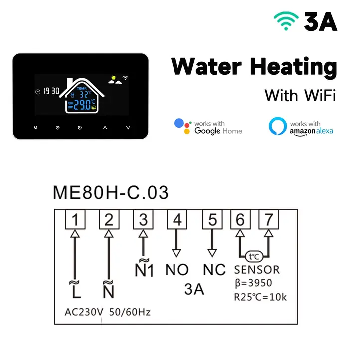 Thermostat intelligent WiFi, régulateur de température, chauffage électrique au sol, affichage LCD p
