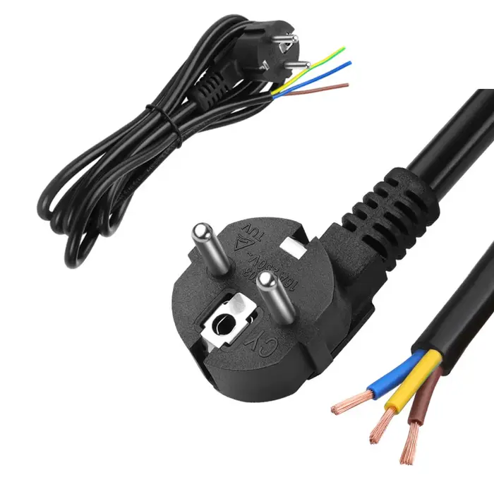 Câble d'alimentation en cuivre carré, 0.5/1.5/5M, 16a, prise ue, 3 broches, 3x1.5, Standard européen