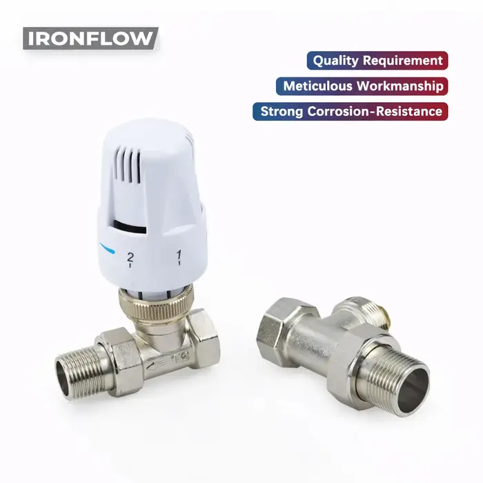 Vanne thermostatique en laiton pour radiateur, type droit, 1/2'', 3/4'', 1'', DN15, DN20, DN25, cont