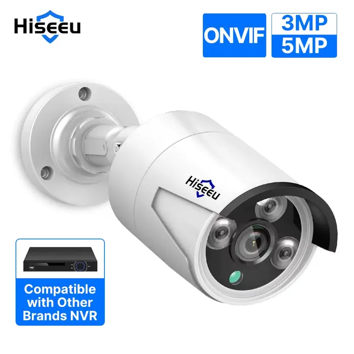Hiseeu 5MP Audio IP caméra de Surveillance de sécurité POE H.265 extérieur étanche IP66 CCTV