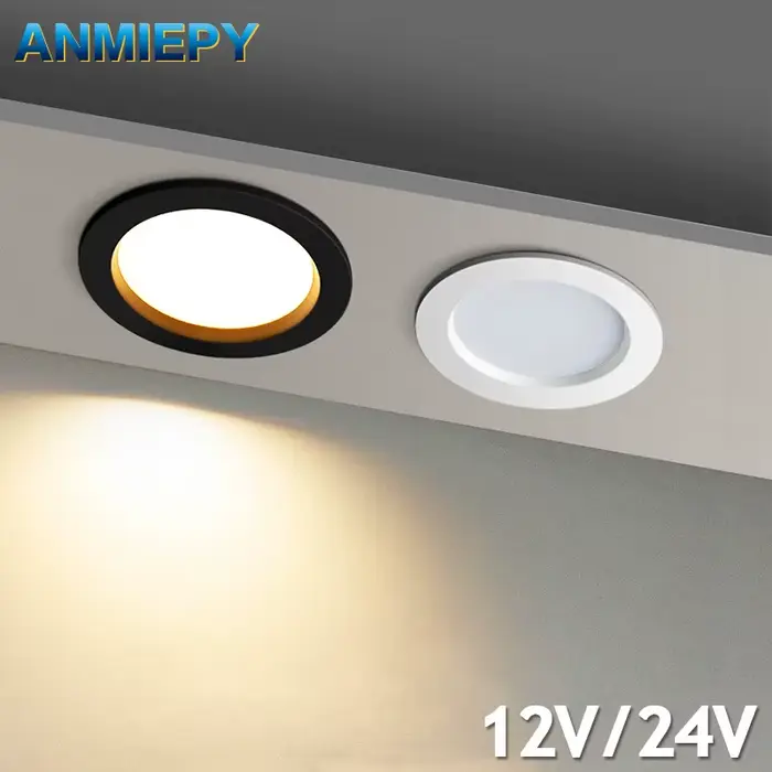 DC 12V LED Downlight plafonnier 24V projecteur 3W 5W 7W 9W 12W Grille encastrée Ultra-mince tension 