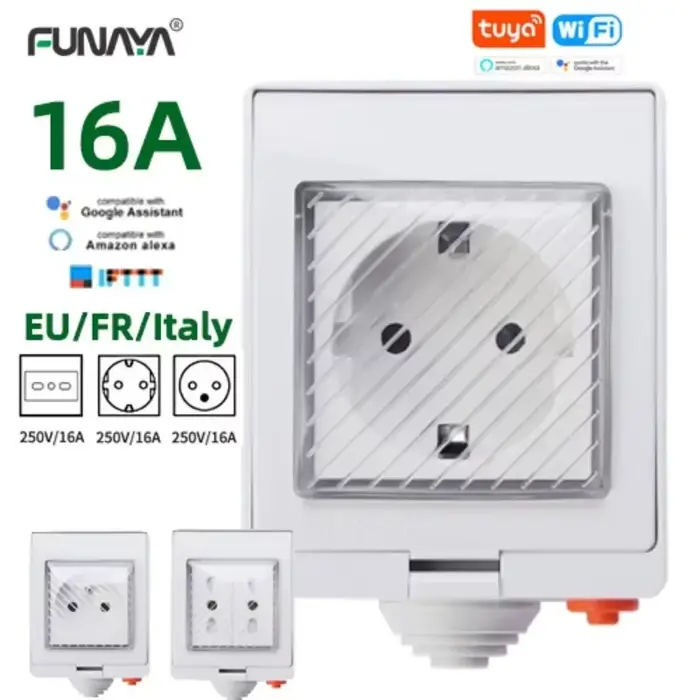 Tuya WIFI prise intelligente extérieure EU FR Itlay 16A 4000W IP55