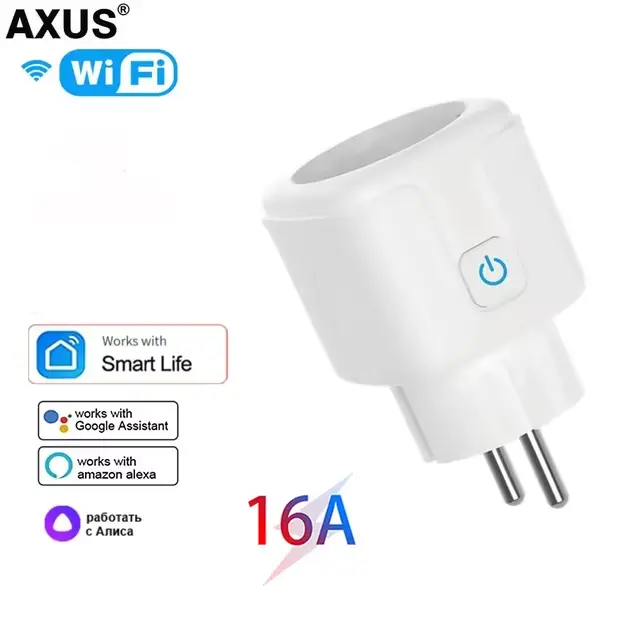 AXUS 16A Prise intelligente Wi-Fi Tuya Smart Life EU, prise domestique connectée, contrôle vocal san