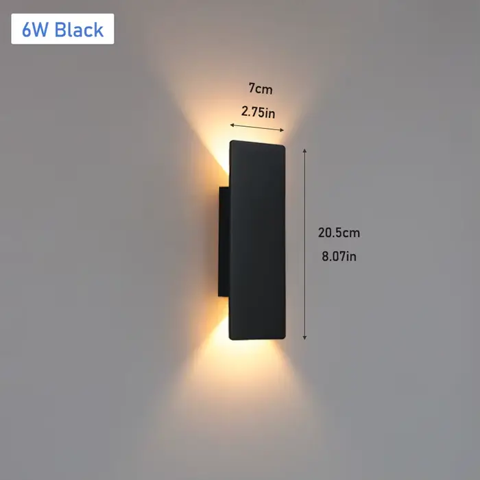 Applique murale LED extérieure IP65 étanche en aluminium haut vers le bas lumière 18W 110V/220V noir