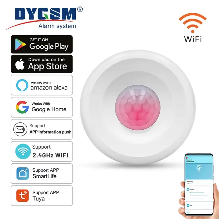 Capteur de détection de mouvement PIR intelligent, alarme antivol de sécurité, Tuya WiFi, contrôle d