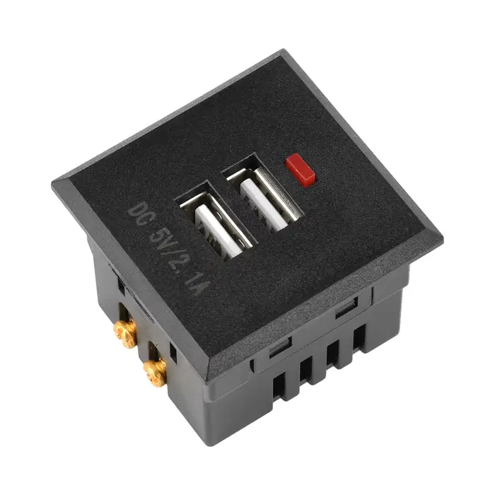 Module de prise de bureau 5V 2.1A avec double port USB intégré et indicateur LED, module de panneau 