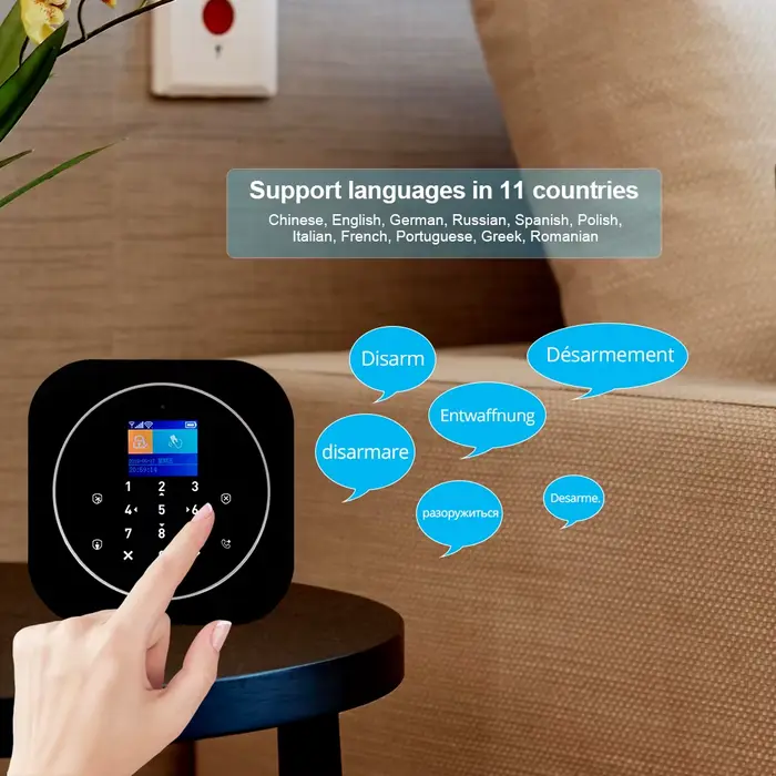 Kit de sécurité domestique sans fil KERUI G12 avec sirène, contrôle de mouvement, capteurs de porte et fenêtre, support vocal et multilingue pour maison intelligente