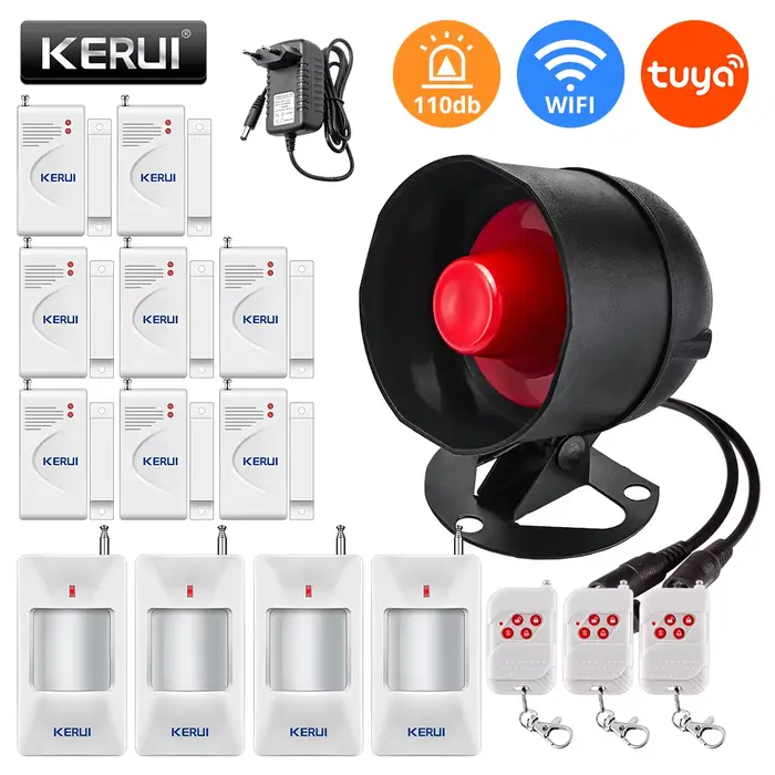 Kit de système d'alarme de sécurité WIFI intelligent KERUI pour maison et entreprise protection anti-intrusion haut-parleur sirène 110dB