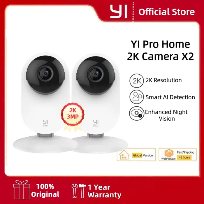 YI 2K 3MP caméras 2/4Pack système de Protection de sécurité IP Homekit avec Vision nocturne pour bur