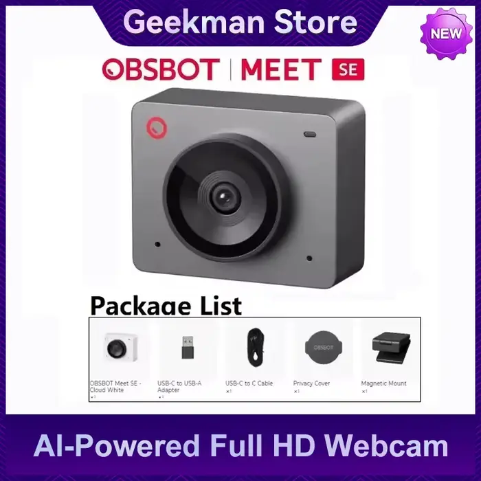 Webcam OBSBOT Meet SE avec mise au point automatique, IA intégrée, encadrement IA, caméra de streami