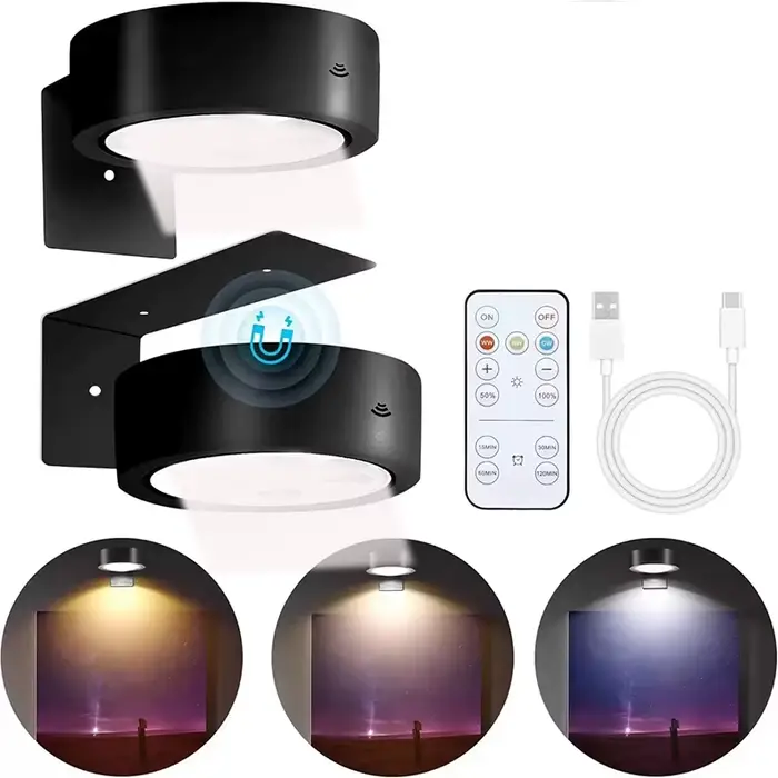 Lampes photo pour mur, 3 couleurs, rechargeables, cadre sans fil, lampe à intensité variable et minu