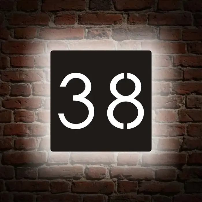 Panneau de numéro de maison personnalisé avec lumière LED, boîte à numéro, carré 4.2 en 3D, acryliqu