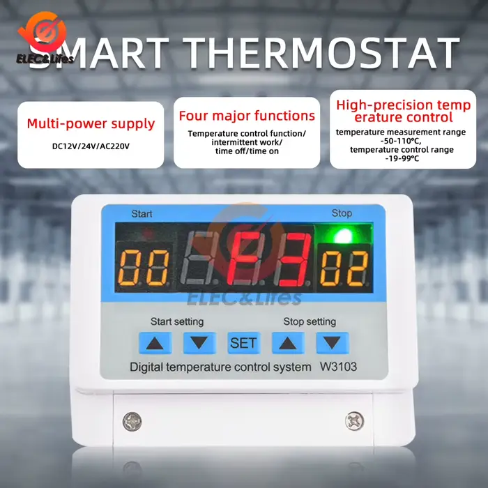 W3103 AC 220 V Thermostat numérique 30A régulateur de température interrupteur tenture murale DC 12 V 24 V